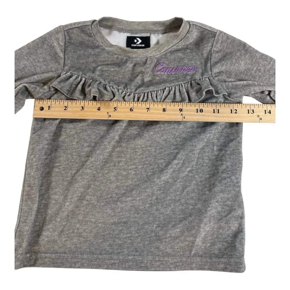 Converse Girls 4T Gray Ruffle A-Line Sweatshirt Long Sleeve Pullover
